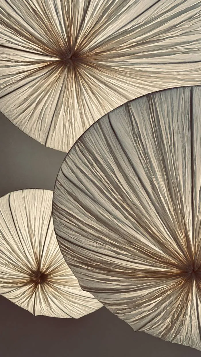 Lámparas de fibra natural vista desde abajo en Spa Belgrano